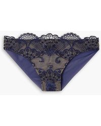 I.D Sarrieri - Midnight Dream Embroidered Tulle Mid-rise Briefs - Lyst