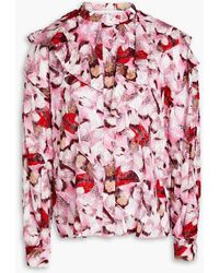IRO - Carus bedruckte bluse aus einer seiden-baumwollmischung mit fil coupé und rüschen - Lyst