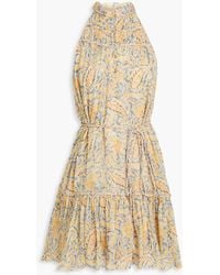 Veronica Beard - Dria Ruffled Floral-print Silk Crepe De Chine Mini Dress - Lyst