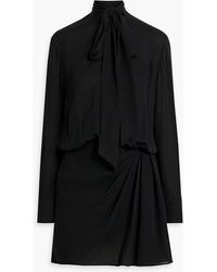 Valentino Garavani - Draped Pussy-bow Silk-crepe Mini Dress - Lyst