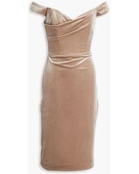 Marchesa - Off-the-shoulder Draped Velvet Dress - Lyst