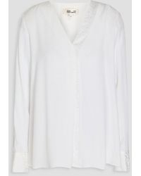 Diane von Furstenberg - Linsette Lace-trimmed Crepe De Chine Top - Lyst