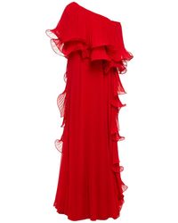 Badgley Mischka Synthetic Sleeveless Pleated Gown in Ivory (White) - Lyst