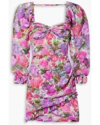 PATBO - Blossom Ruffled Floral-print Fil Coupé Chiffon Mini Dress - Lyst