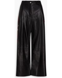 Zuhair Murad - Cropped Suede-trimmed Leather Wide-leg Pants - Lyst