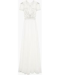 Jenny Packham Amaryllis Embellished Tulle-paneled Chiffon Bridal Gown - White