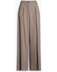 JOSEPH - Pleated Wool-Blend Wide-Leg Pants - Lyst