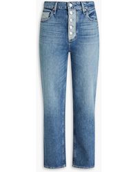 PAIGE - Sarah Faded Distressed High-rise Straight-leg Jeans - Lyst