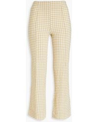 Ganni - Gingham Stretch-seersucker Flared Pants - Lyst