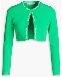 T By Alexander Wang - Cropped Jacquard-knit Cardigan - Lyst