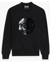 Versace - Logo-print Coated French Cotton-terry Sweatshirt - Lyst