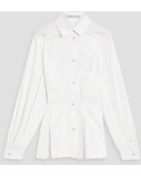 Palmer//Harding - Precision Striped Cotton-jacquard Peplum Shirt - Lyst