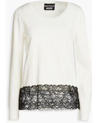 Boutique Moschino - Chantilly Lace-paneled Stretch-knit Sweater - Lyst
