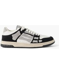 Amiri - Skel-Top Suede-Trimmed Crystal-Embellished Leather Sneakers - Lyst