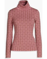 Maje - Jacquard-knit Cotton-blend Turtleneck Sweater - Lyst