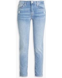 FRAME - Distressed Mid-rise Straight-leg Jeans - Lyst