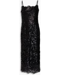 Marchesa - Sequined Guipure Lace Midi Dress - Lyst
