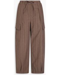 Brunello Cucinelli - Cargohose aus einer baumwollmischung mit nadelstreifen und zierperlen - Lyst