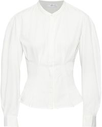 Anine Bing Victoria Pleated Cotton-poplin Blouse - White