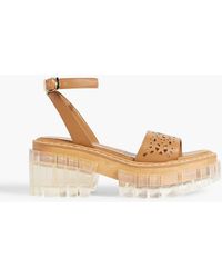 Stella McCartney - Emilie Laser-cut Faux Leather Platform Sandals - Lyst