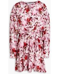 IRO - Cedar Draped Printed Fil Coupé Silk And Cotton-blend Mini Dress - Lyst