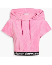 T By Alexander Wang - Cropped Stretch Cotton-blend Corduroy Hooded Top - Lyst