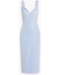 Halston - Keira Twisted Sequined Crepe Midi Dress - Lyst
