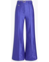 Zimmermann - Belted Wool And Silk-Blend Flared Pants - Lyst