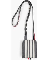 Thom Browne - Striped Pebbled-leather Phone Pouch - Lyst