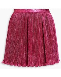 RED Valentino - Metallic Plissé-jacquard Mini Skirt - Lyst