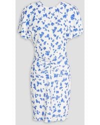 Victoria Beckham - Gathered Floral-print Stretch-crepe Dress - Lyst