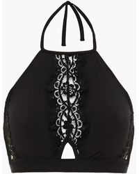 I.D Sarrieri Lace-paneled Halterneck Bikini Top - Black