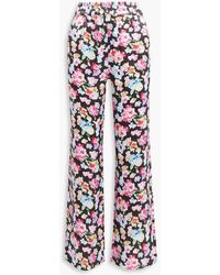 Ganni - Pyjama-hose aus satin mit floralem print - Lyst