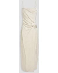Nanushka - Wrap-effect Crinkled-satin Midi Dress - Lyst