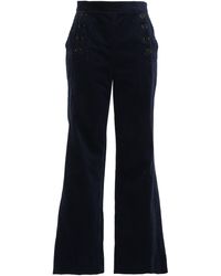 Sandro Button-detailed Stretch-cotton Corduroy Flared Trousers Midnight Blue