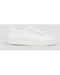 Stuart Weitzman - Courtside Faux Pearl-Embellished Leather Sneakers - Lyst