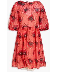 Red(V) - Minikleid aus einer seiden-baumwollmischung mit floralem print und cut-outs - Lyst