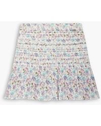 LoveShackFancy - Camilla Shirred Floral-print Cotton And Lurex-blend Voile Mini Skirt - Lyst