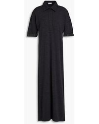 Brunello Cucinelli - Mélange Wool-blend Jersey Midi Shirt Dress - Lyst