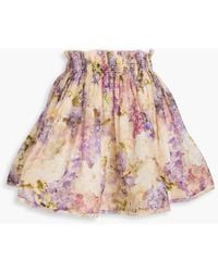 Zimmermann - Floral-print Linen And Silk-blend Gauze Mini Skirt - Lyst