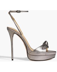Alexandre Birman - Clarita 130 Bow-detailed Metallic Leather Platform Sandals - Lyst