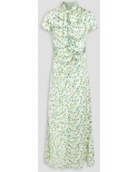 Saloni - Kelly Bow-Detailed Cutout Floral-Print Silk-Satin Maxi Dress - Lyst
