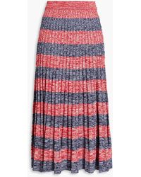 Zimmermann - Mélange Striped Ribbed-knit Midi Skirt - Lyst