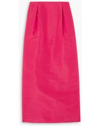 Carolina Herrera - Pleated Silk-faille Midi Pencil Skirt - Lyst