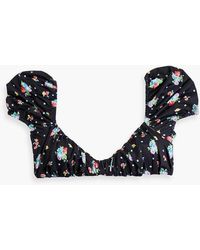 Caroline Constas - Zoe bikini-oberteil mit floralem print und raffung - Lyst