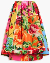 Carolina Herrera - Strapless Pleated Floral-Print Faille Mini Dress - Lyst