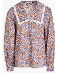 RIXO London - Mady Crochet-trimmed Floral-print Cotton Shirt - Lyst