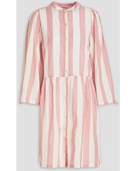 Stella Nova - Lara Gathered Striped Cotton Mini Shirt Dress - Lyst
