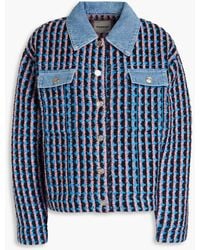 Sandro - Denim-paneled Tweed Jacket - Lyst