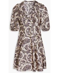 Sandro - Floral-print Silk-twill Mini Dress - Lyst